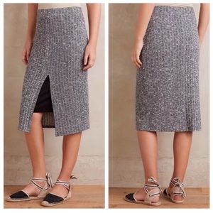 Dolan Left Coast Anthropologie Ribbed Midi Skirt Size Small Gray Marl Knit